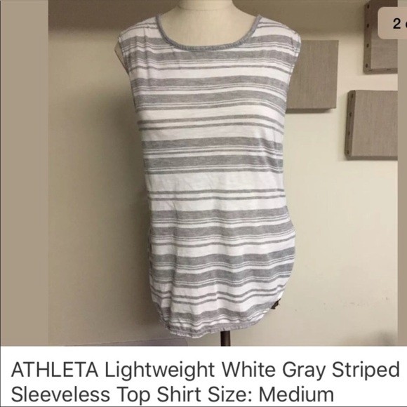 Athleta Tops - Athleta grey and white striped light weight tank.